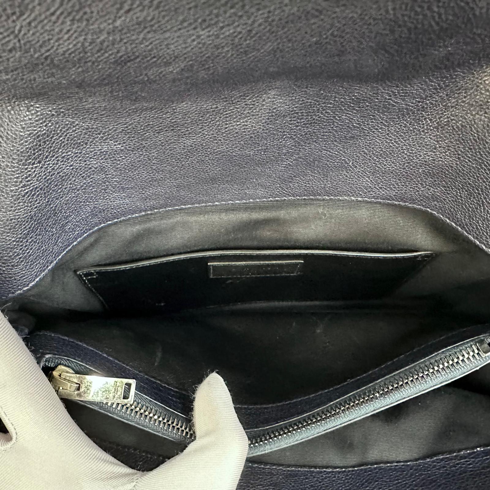 Saint Laurent Borsa a Spalla College Large in Pelle Trapuntata Blu Navy