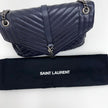 Saint Laurent Borsa a Spalla College Large in Pelle Trapuntata Blu Navy