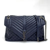 Saint Laurent Borsa a Spalla College Large in Pelle Trapuntata Blu Navy