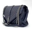 Saint Laurent Borsa a Spalla College Large in Pelle Trapuntata Blu Navy