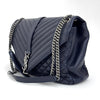 Saint Laurent Borsa a Spalla College Large in Pelle Trapuntata Blu Navy