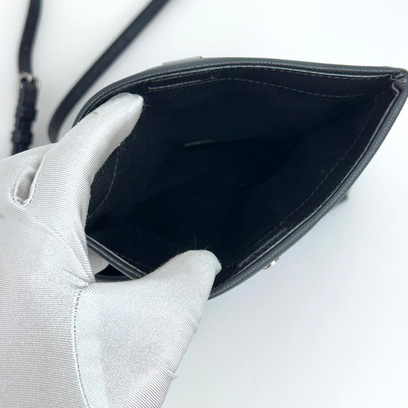 Saint Laurent Borsa a Tracolla West Hollywood Micro Graind de Poudre Nera