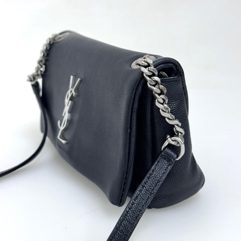 Saint Laurent Borsa a Tracolla West Hollywood Micro Graind de Poudre Nera