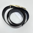 Saint Laurent Cintura in Pelle Marrone con Fibbia Monogram YSL Dorata