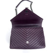 Saint Laurent College Large in Pelle Chevron Bordeaux con Hardware Silver