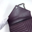 Saint Laurent College Large in Pelle Chevron Bordeaux con Hardware Silver