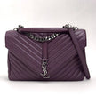 Saint Laurent College Large in Pelle Chevron Bordeaux con Hardware Silver