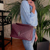 Saint Laurent College Large in Pelle Chevron Bordeaux con Hardware Silver