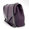Saint Laurent College Large in Pelle Chevron Bordeaux con Hardware Silver