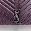 Saint Laurent College Large in Pelle Chevron Bordeaux con Hardware Silver