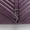Saint Laurent College Large in Pelle Chevron Bordeaux con Hardware Silver