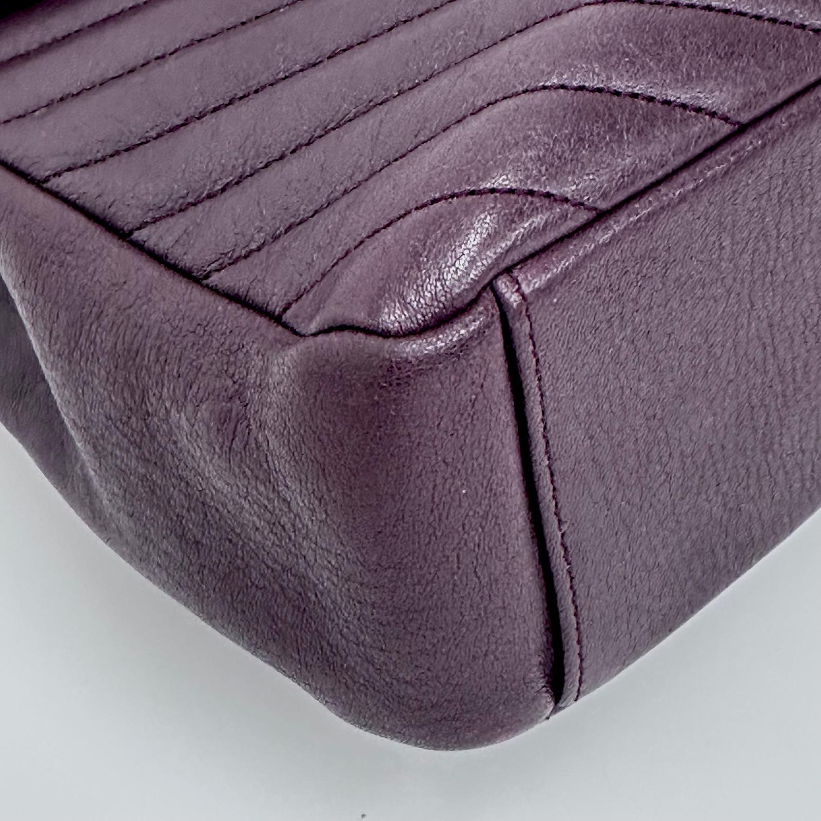 Saint Laurent College Large in Pelle Chevron Bordeaux con Hardware Silver