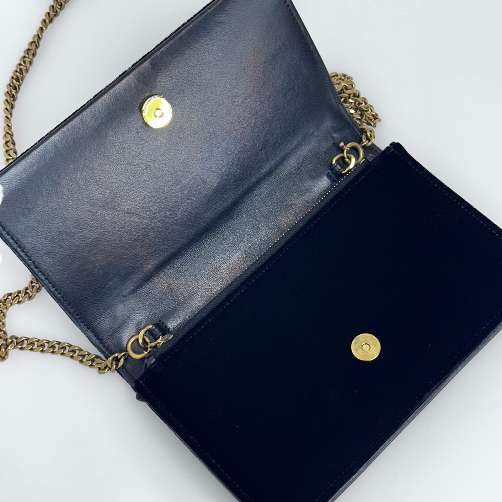 Saint Laurent Borsa Kate in velluto nero con strass multicolor