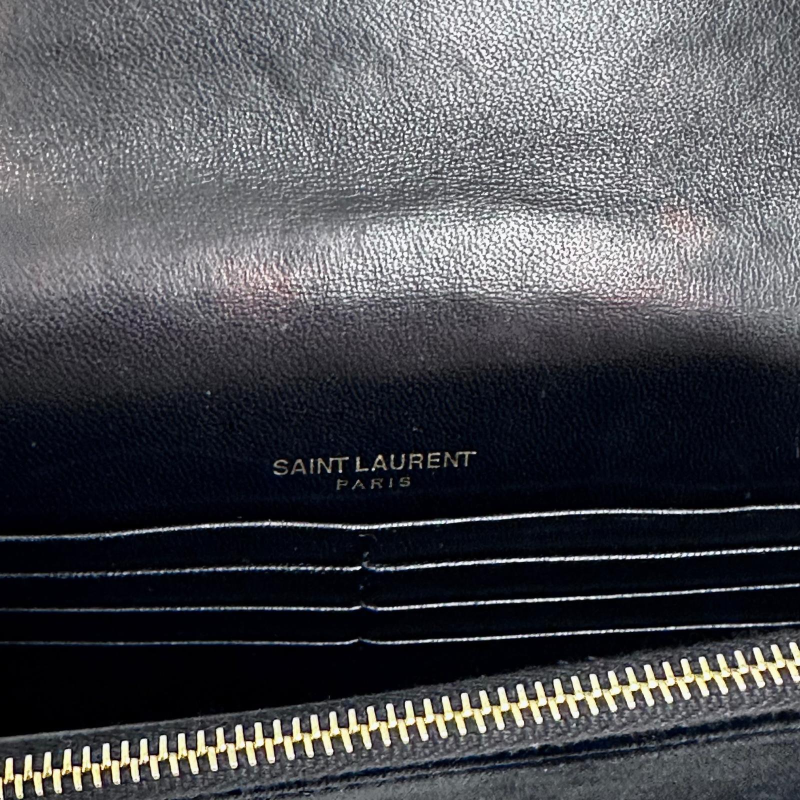 Saint Laurent Borsa Kate in velluto nero con strass multicolor