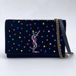 Saint Laurent Borsa Kate in velluto nero con strass multicolor