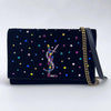 Saint Laurent Borsa Kate in velluto nero con strass multicolor