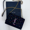 Saint Laurent Borsa Kate in velluto nero con strass multicolor
