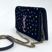 Saint Laurent Borsa Kate in velluto nero con strass multicolor