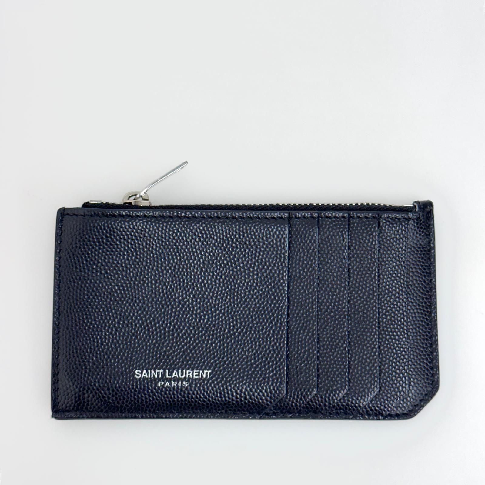 Saint Laurent Paris Porta Carte con Zip Nero