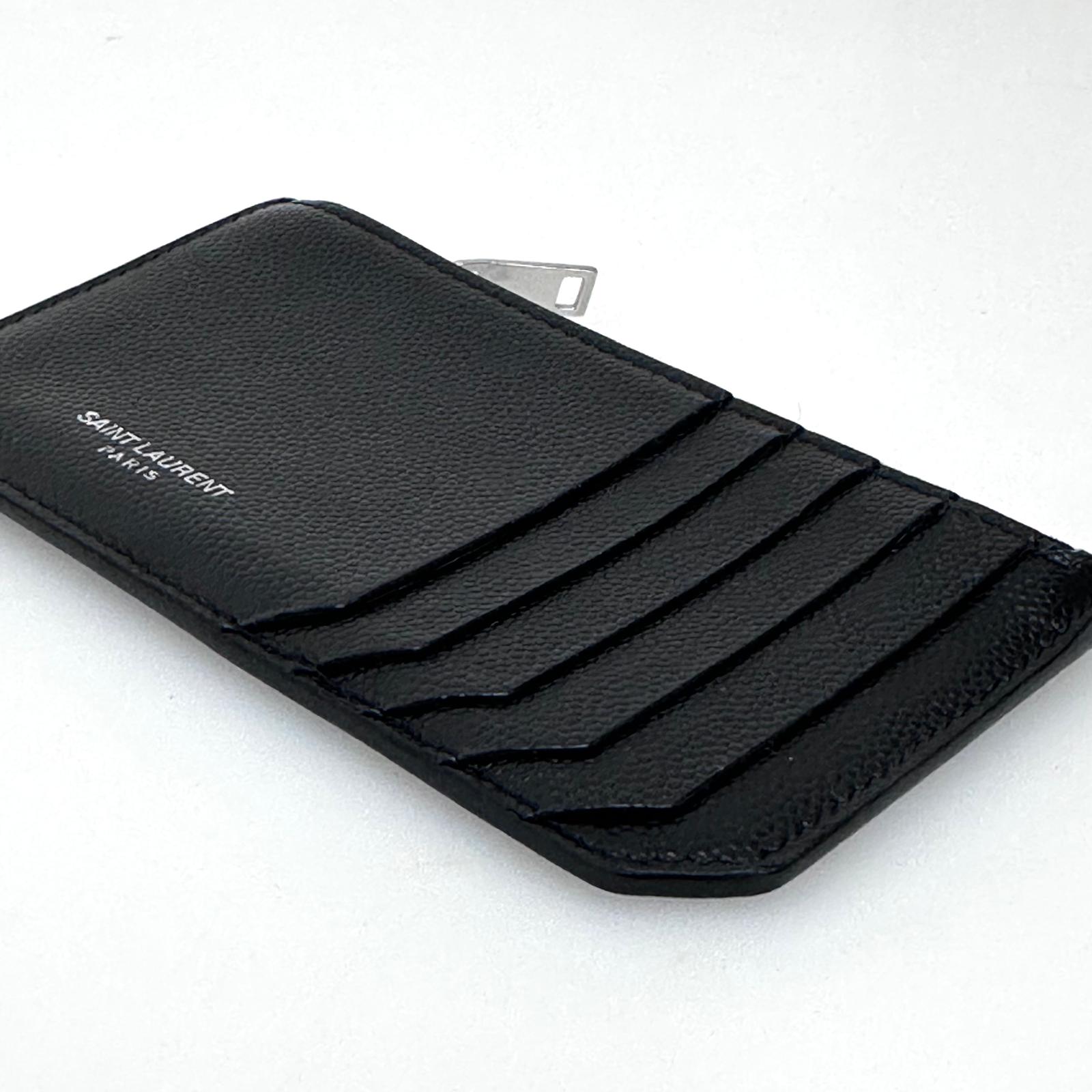 Saint Laurent Paris Porta Carte con Zip Nero