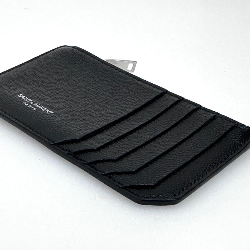 Saint Laurent Paris Porta Carte con Zip Nero