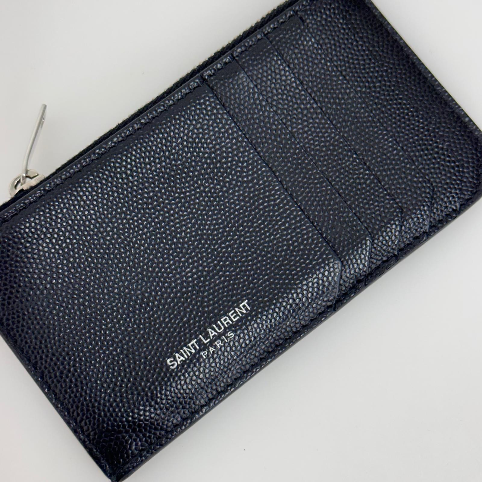 Saint Laurent Paris Porta Carte con Zip Nero