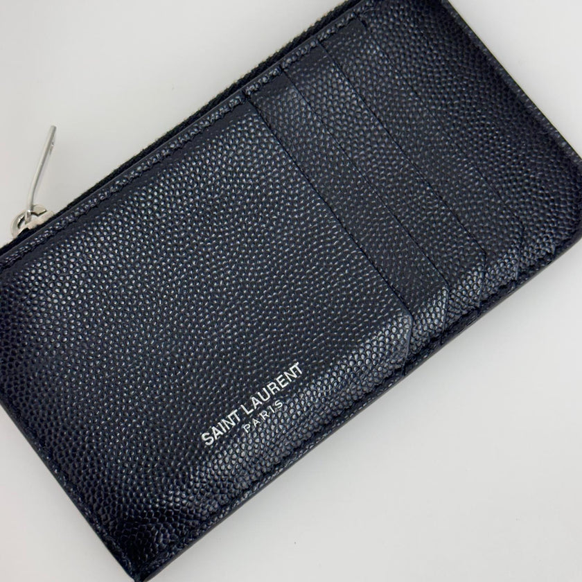 Saint Laurent Paris Porta Carte con Zip Nero