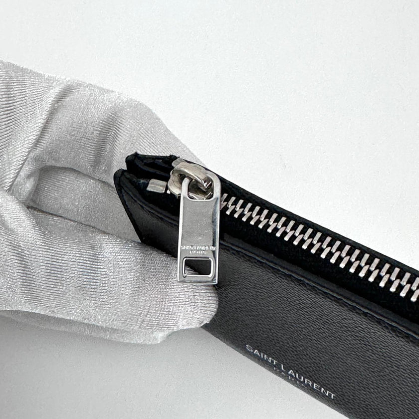 Saint Laurent Paris Porta Carte con Zip Nero