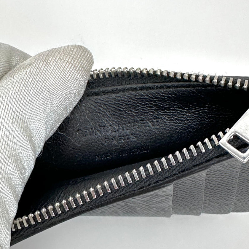 Saint Laurent Paris Porta Carte con Zip Nero