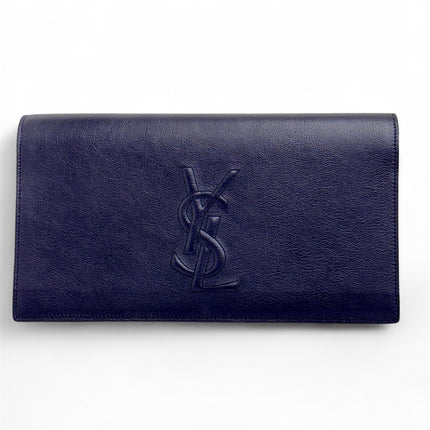 Saint Laurent Pochette Vintage Monogram Cassandre in Pelle Blu Notte