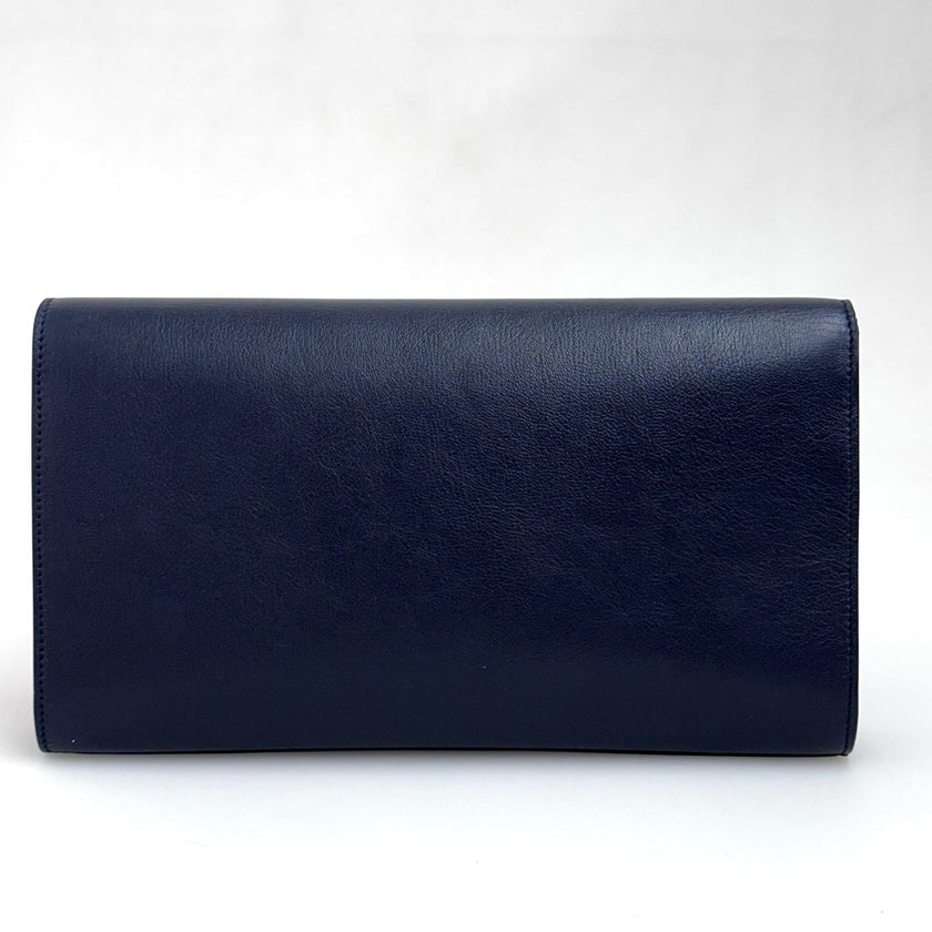 Saint Laurent Pochette Vintage Monogram Cassandre in Pelle Blu Notte