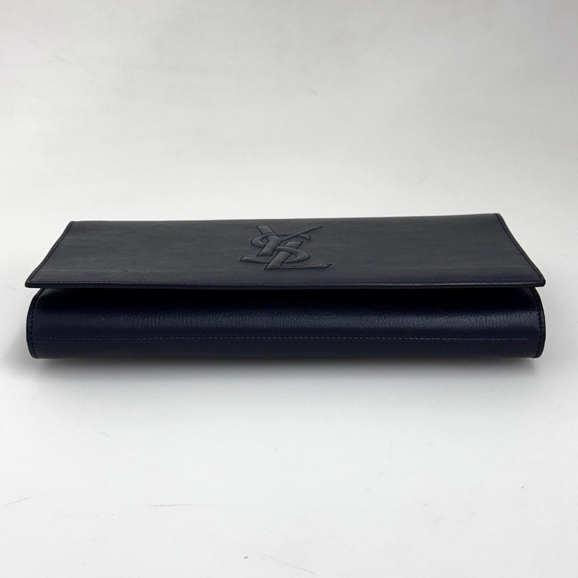 Saint Laurent Pochette Vintage Monogram Cassandre in Pelle Blu Notte