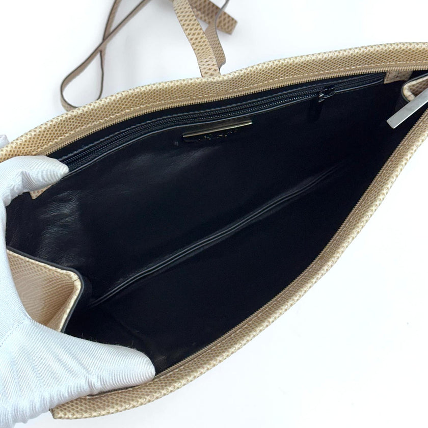 Saint Laurent Pochette Vintage in pelle rettile beige