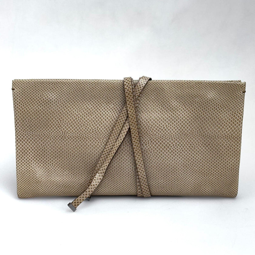 Saint Laurent Pochette Vintage in pelle rettile beige