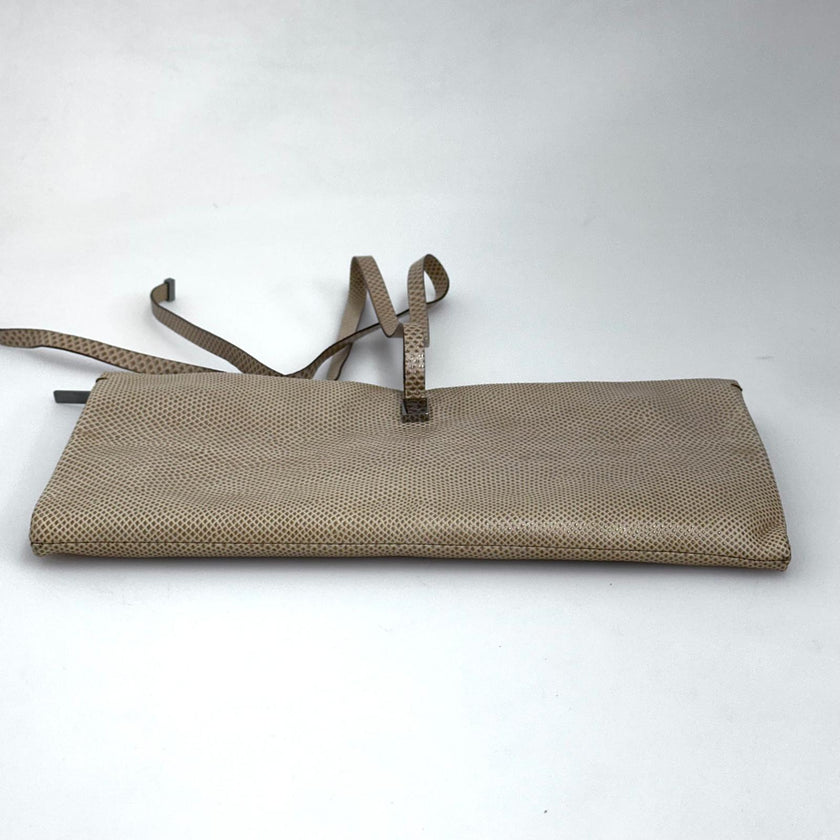 Saint Laurent Pochette Vintage in pelle rettile beige