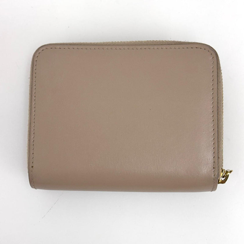 Saint Laurent Portafoglio compatto in pelle beige