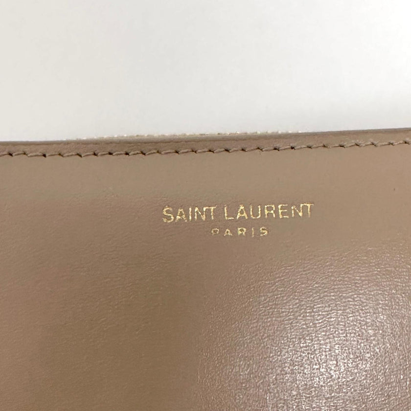 Saint Laurent Portafoglio compatto in pelle beige