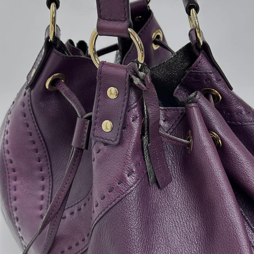 Saint Laurent Reversible Large Shopper in Pelle Viola e Argento