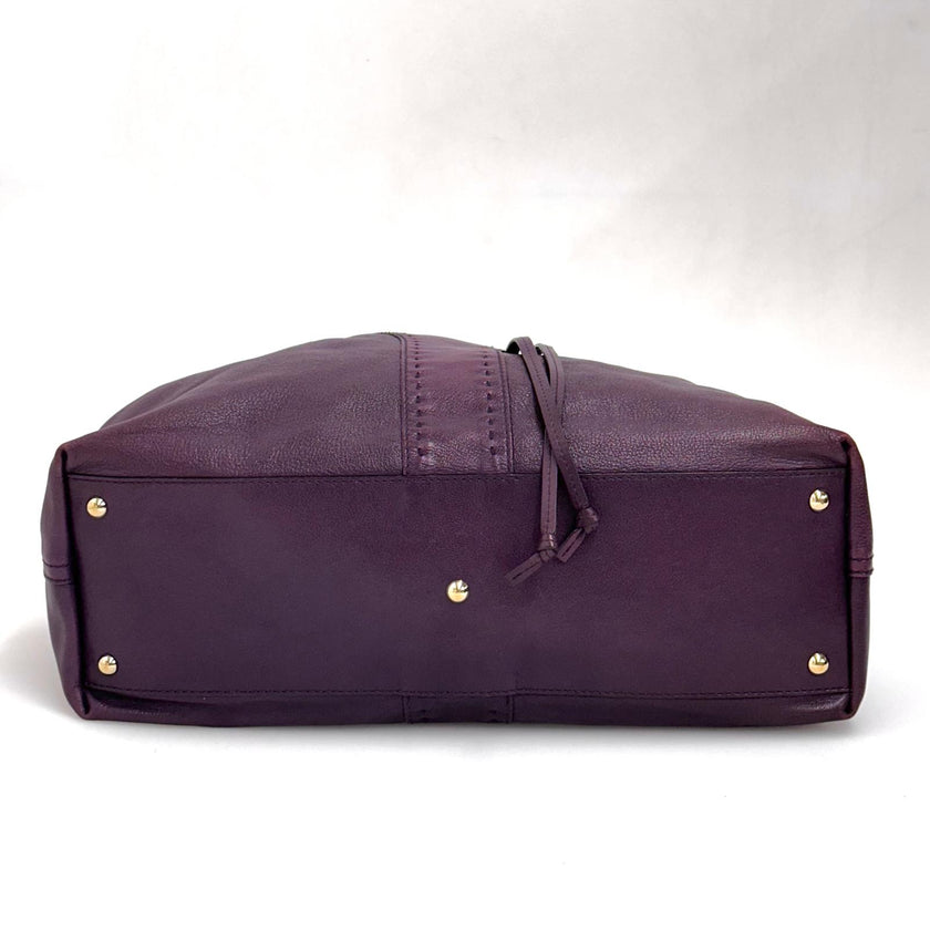 Saint Laurent Reversible Large Shopper in Pelle Viola e Argento