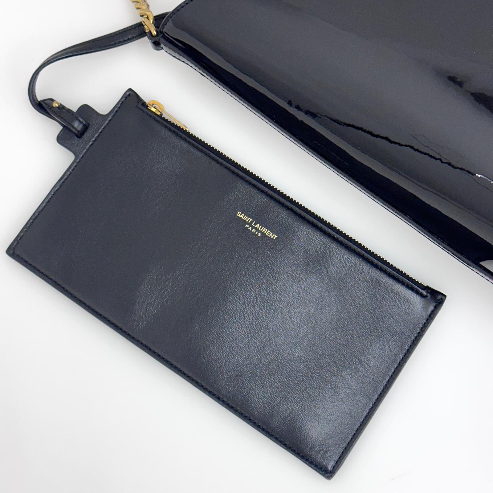 Saint Laurent Sac Hobo in pelle verniciata nera