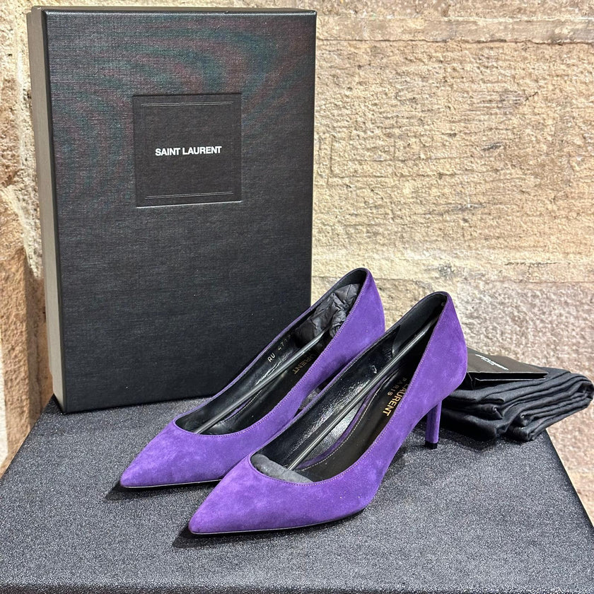 Saint Laurent Scarpe Décolleté in Camoscio Viola nr. 36
