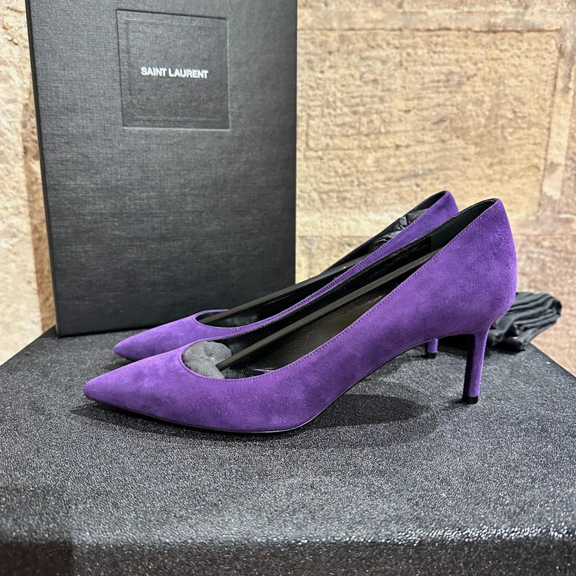 Saint Laurent Scarpe Décolleté in Camoscio Viola nr. 36