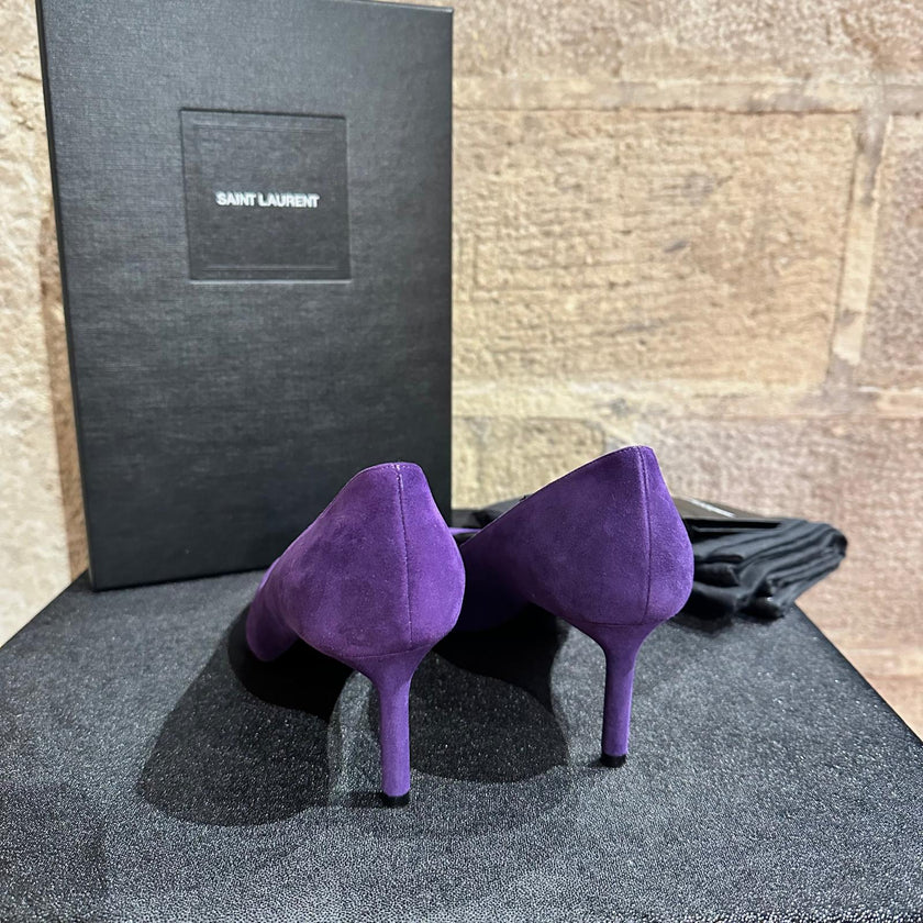 Saint Laurent Scarpe Décolleté in Camoscio Viola nr. 36