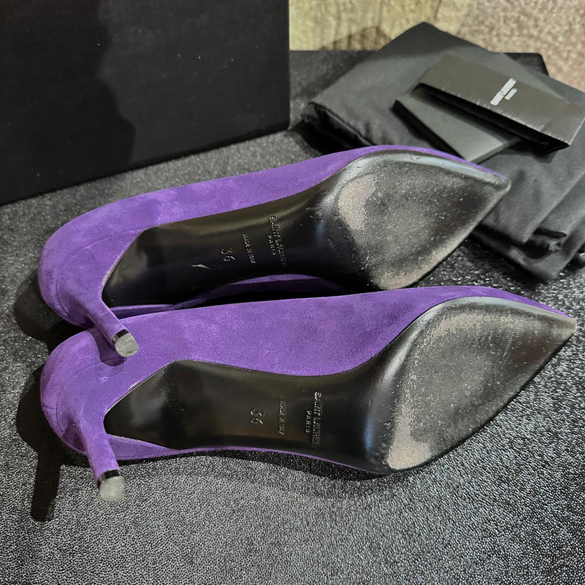 Saint Laurent Scarpe Décolleté in Camoscio Viola nr. 36
