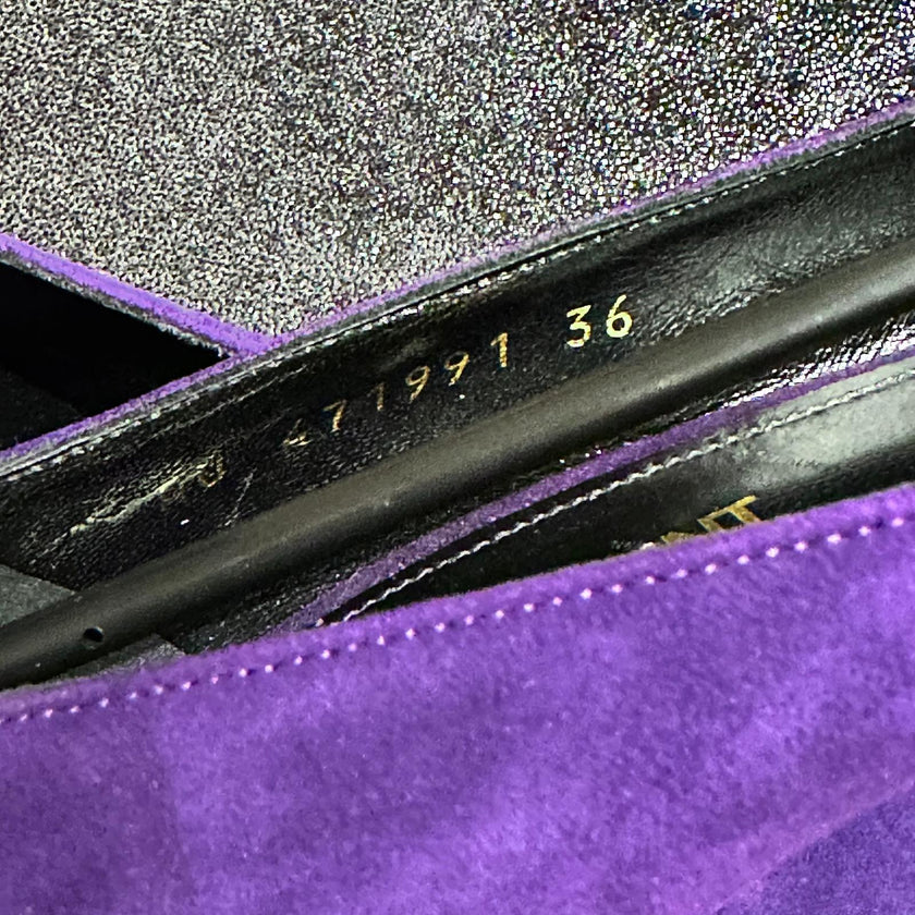 Saint Laurent Scarpe Décolleté in Camoscio Viola nr. 36