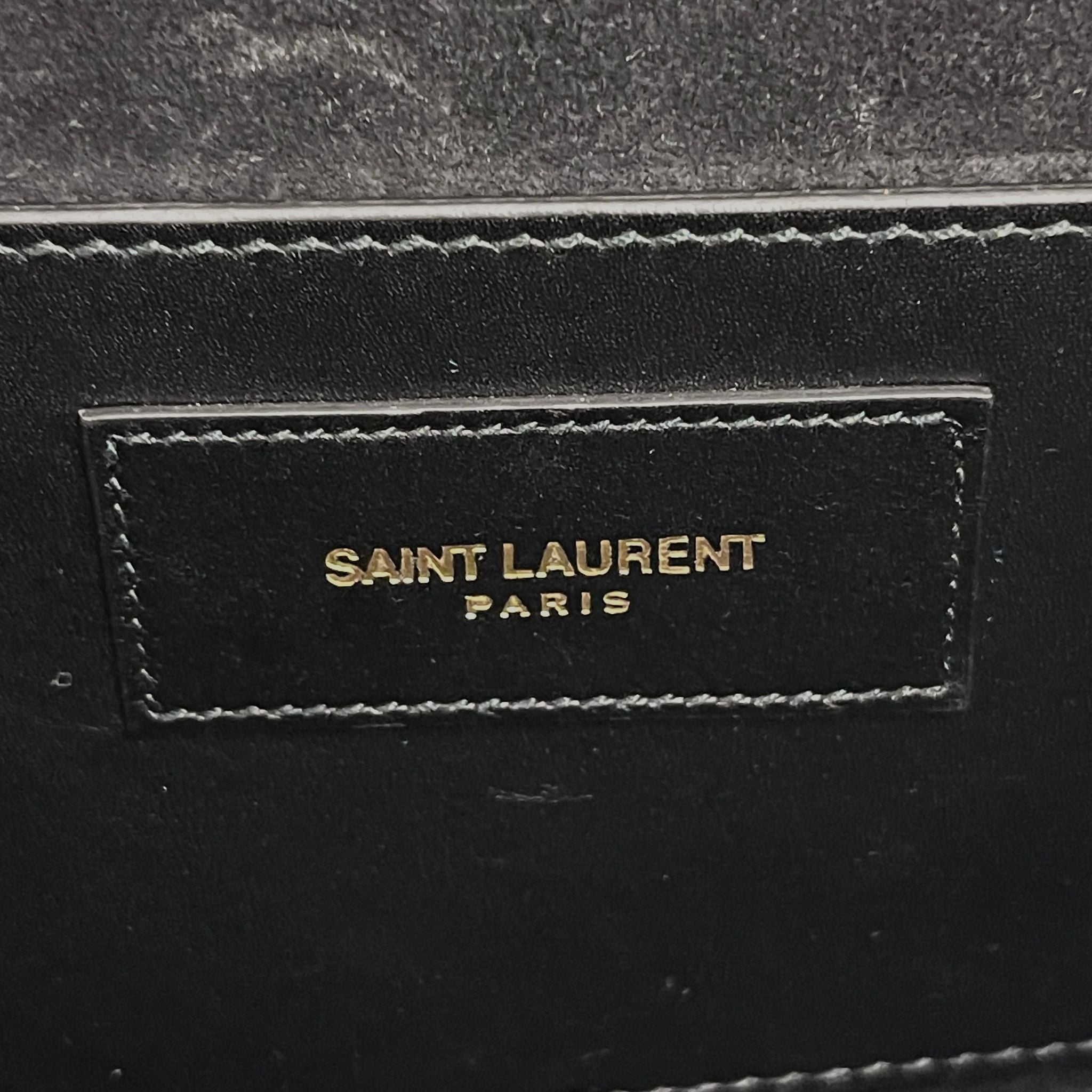 Saint Laurent borsa Pochette Kate Monogram in pelle nera con frangia