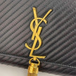 Saint Laurent borsa Pochette Kate Monogram in pelle nera con frangia