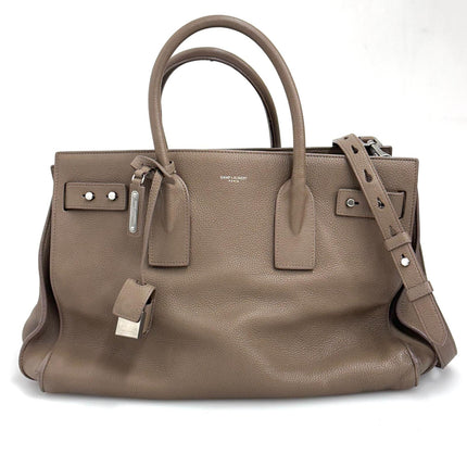Saint Laurent borsa Sac de Jour Maxi in pelle martellata marrone