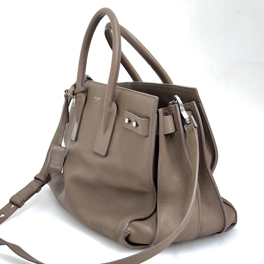 Saint Laurent borsa Sac de Jour Maxi in pelle martellata marrone