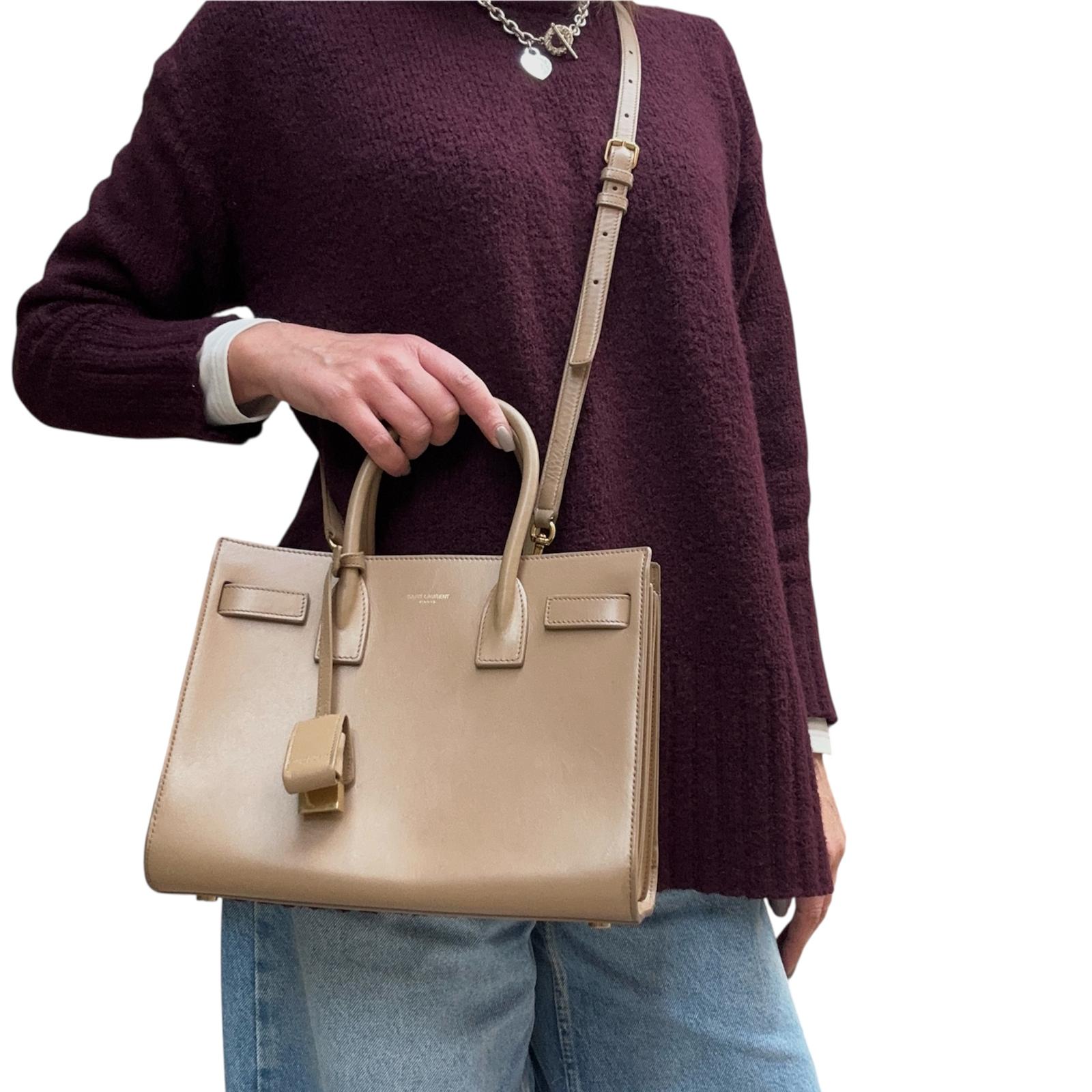 Saint Laurent borsa a Tracolla Sac de Jour Baby in pelle taupe